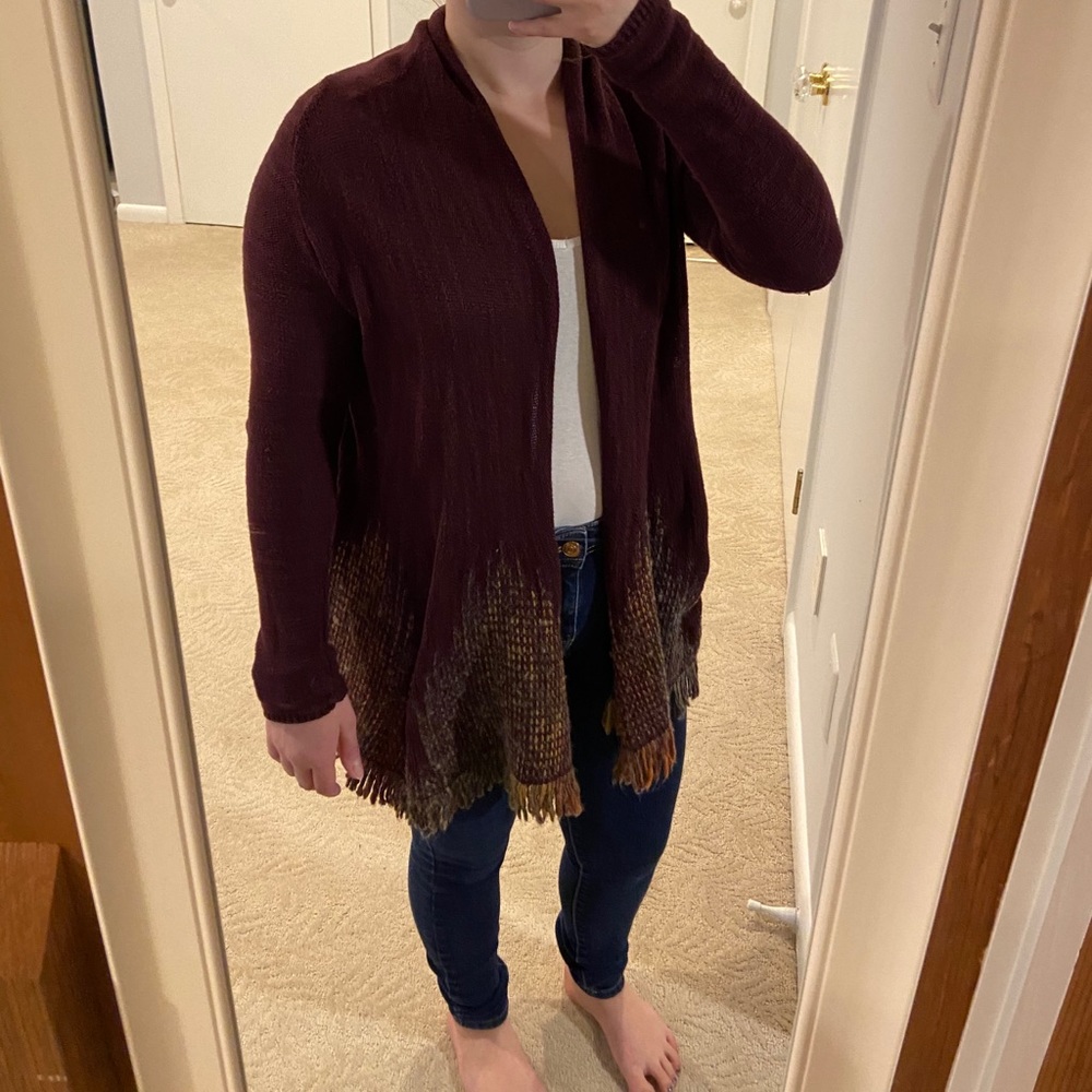 Anthropologie Moth Maroon Cardigan XSP